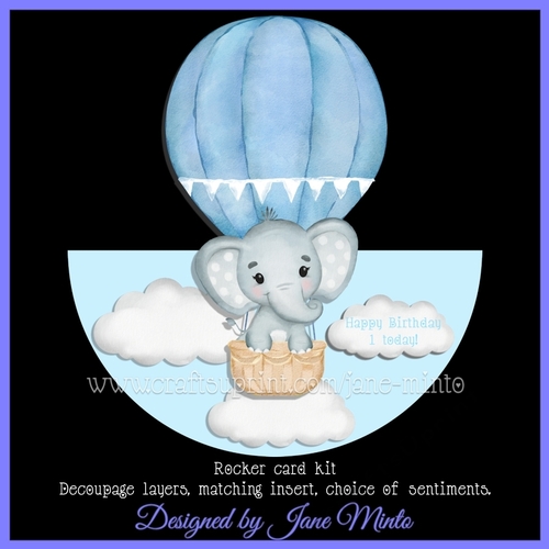 ELEPHANT ROCKER CARD BLUE