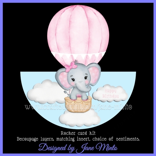ELEPHANT ROCKER CARD - PINK