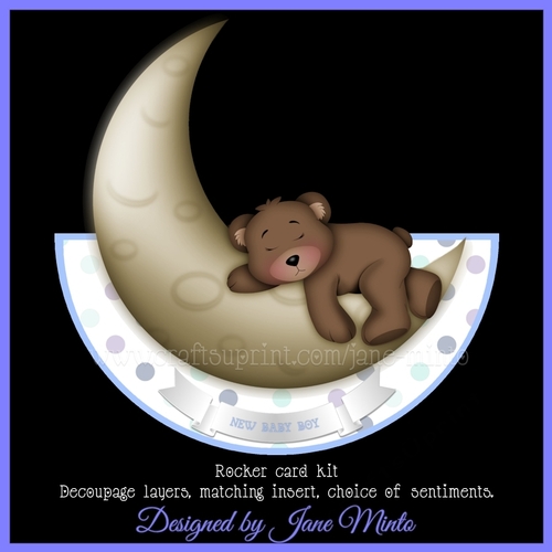 MOON BABY ROCKER CARD - BLUE