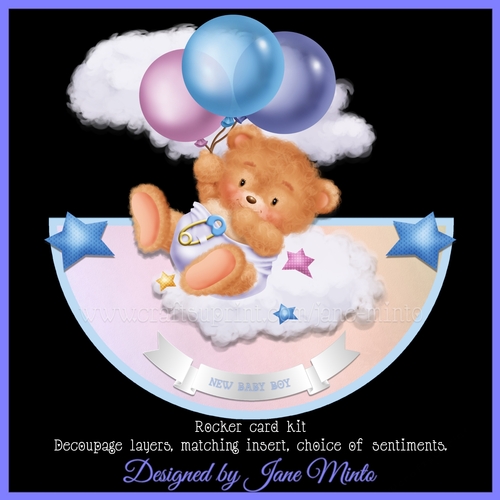 BABY BOY BEAR ROCKER CARD