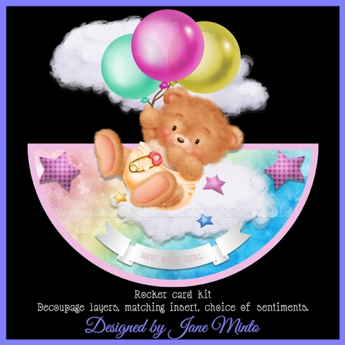 BABY GIRL BEAR ROCKER CARD
