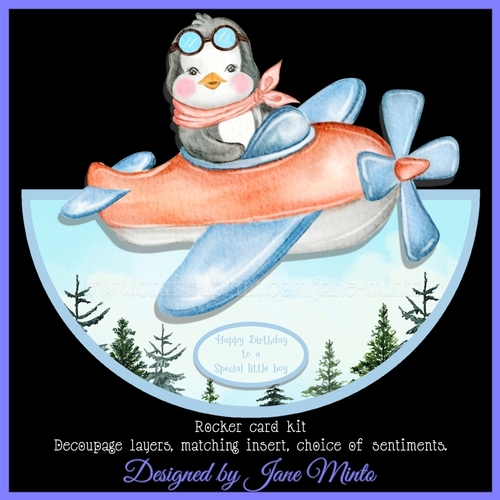 PENGUIN PLANE ROCKER CARD