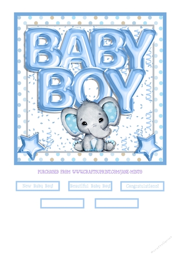 BABY BOY ELEPHANT QUICK CARD