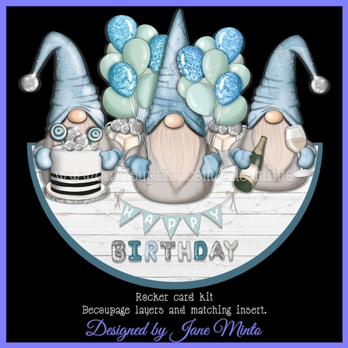 GNOMEY BIRTHDAY BLUE ROCKER CARD