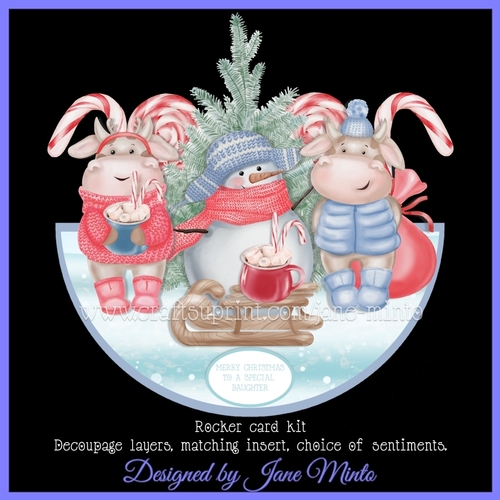 CHRISTMAS CANDY COWS rocker card