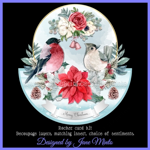 POINSETTIA BIRDS rocker card