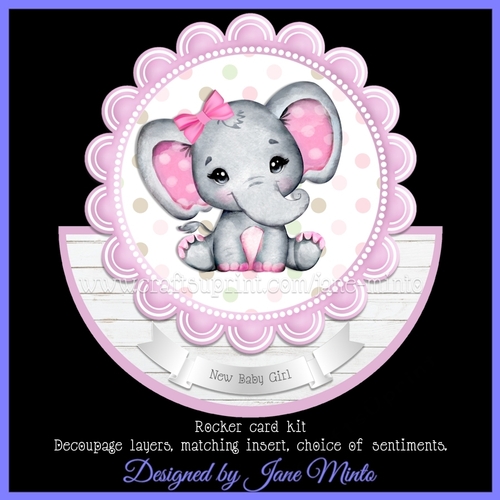 BABY GIRL rocker card