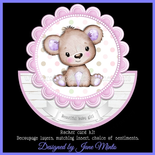 TEDDY GIRL ROCKER CARD