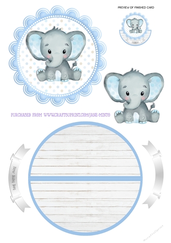 BAB BOY ELEPHANT rocker card 