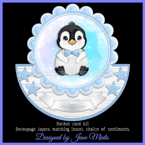 BABY BOY PENGUIN rocker card