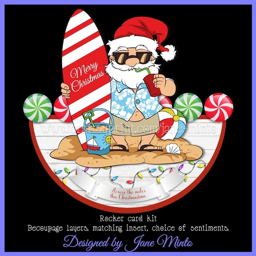 SURFING SANTA rocker card