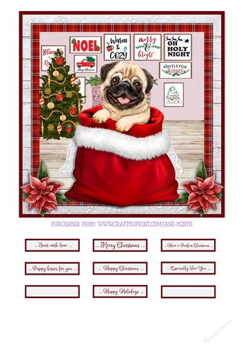 CHRISTMAS PUPPY - PUG - quick card
