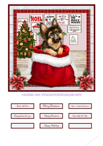 CHRISTMAS PUPPY - GERMAN SHEPHERD - quick card