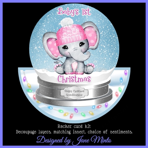 BABYS FIRST CHRISTMAS PINK - rocker card