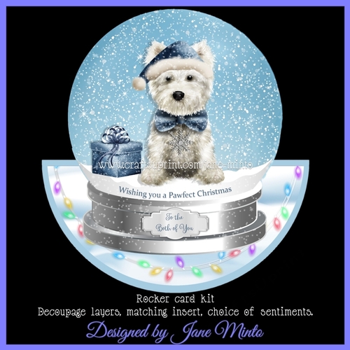 WESTIE SNOWGLOBE - rocker card