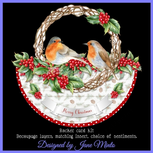 WINTER BERRY ROBINS rocker card
