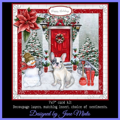 CHRISTMAS DOOR DOGS - FRENCH BULLDOG