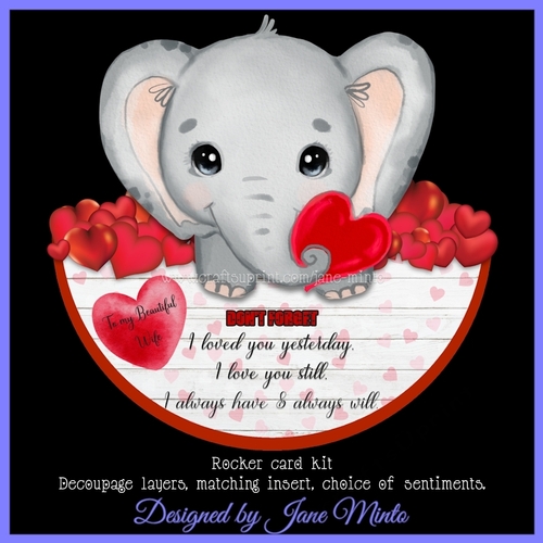 LOVEHEART ELEPHANT rocker card