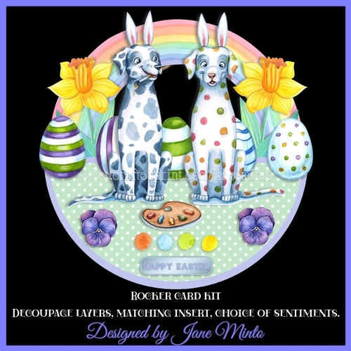 EASTER SPOTTY DOGS rocker card