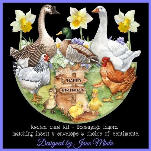 SPRING ON THE FARM rocker card.