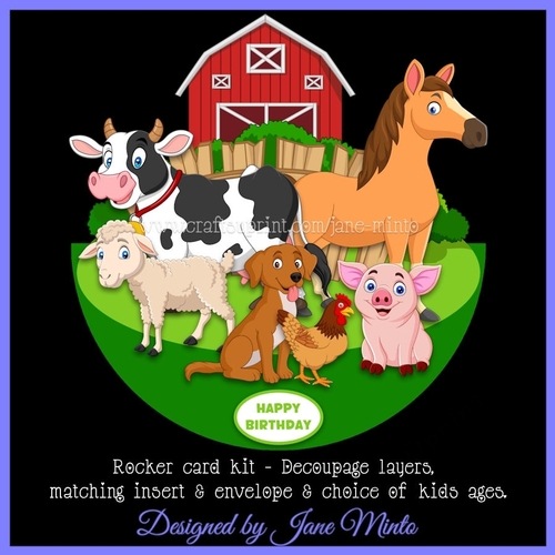 AT THE FARM rocker card