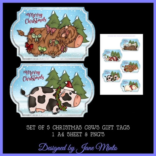 CHRISTMAS COWS GIFT TAGS - SET OF 5