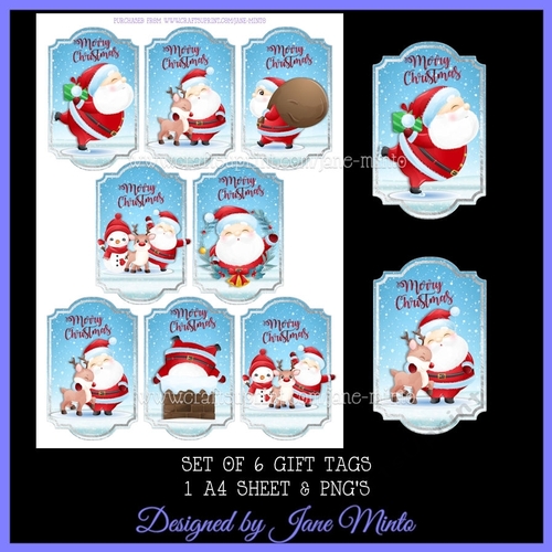 GIFT TAGS - CHRISTMAS SANTAS SET 2