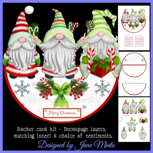 CANDY CANE GNOMES - ROCKER CARD