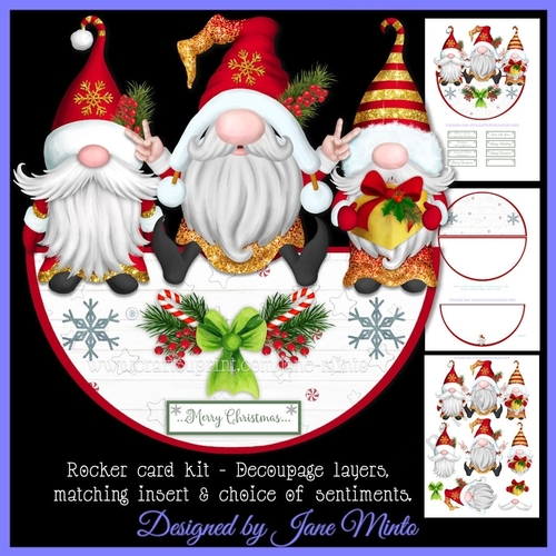 GOLD GLITTER GNOMES - ROCKER CARD