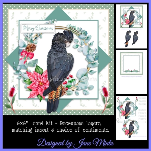 6X6 CHRISTMAS BLACK COCKATOO