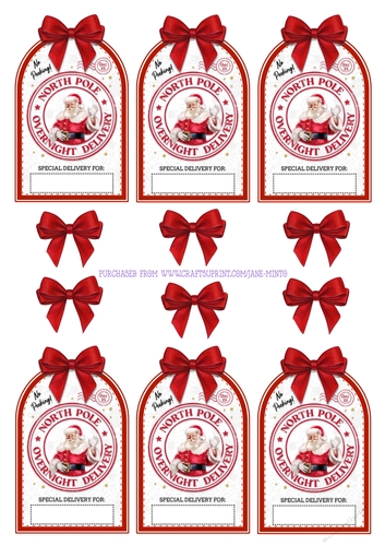 CHRISTMAS GIFT TAGS - BOWS ATTACHED