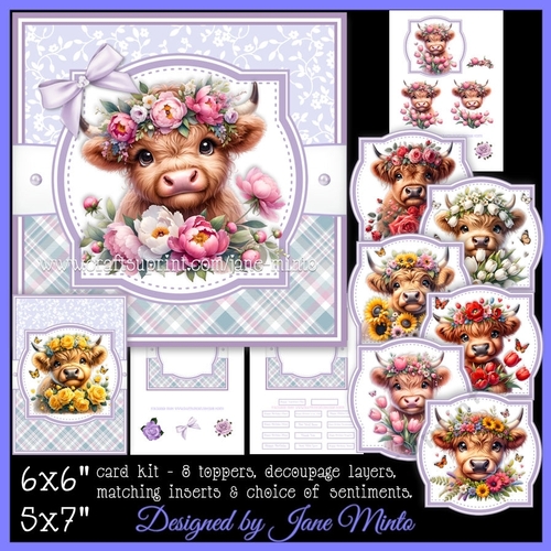 HIGHLAND COW FLOWERS BUMPER KIT - mothers day, valentines, birthday etc