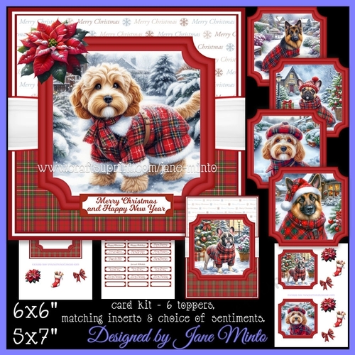 CHRISTMAS TARTAN DOGS set 2