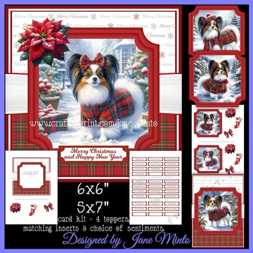 CHRISTMAS TARTAN DOGS - Papillon dogs