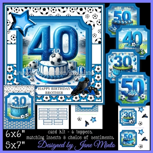 BIRTHDAY AGES 30, 40, 50 BLUE FOOTBALL