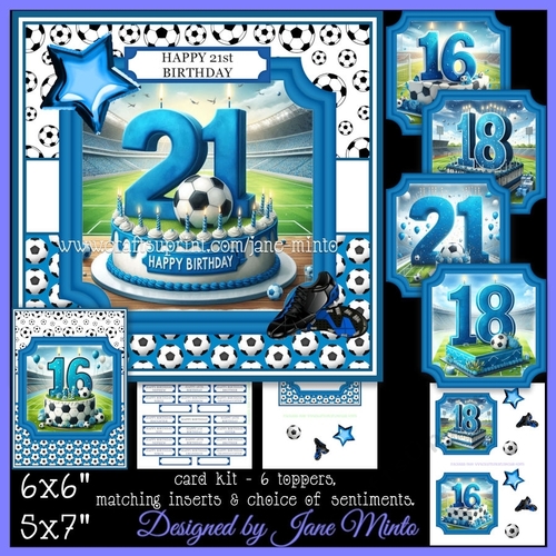 BIRTHDAY AGES 16, 18, 21 BLUE FOOTBALL