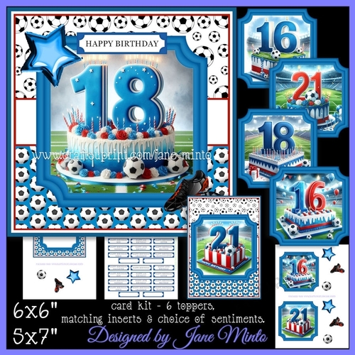 BIRTHDAY AGES 16,18,21 RED, WHITE, BLUE -  FOOTBALL