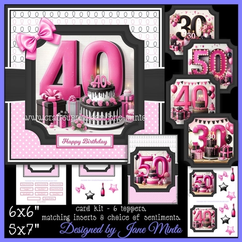 BIRTHDAY AGES 30,40,50 BLACK & PINK