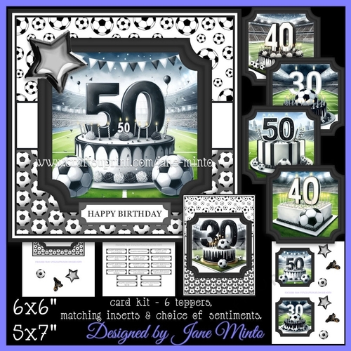 BIRTHDAY AGES 30, 40, 50 BLACK & WHITE FOOTBALL
