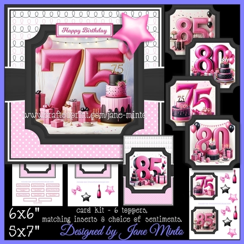 75, 80, 85 PINK & BLACK BIRTHDAY AGES