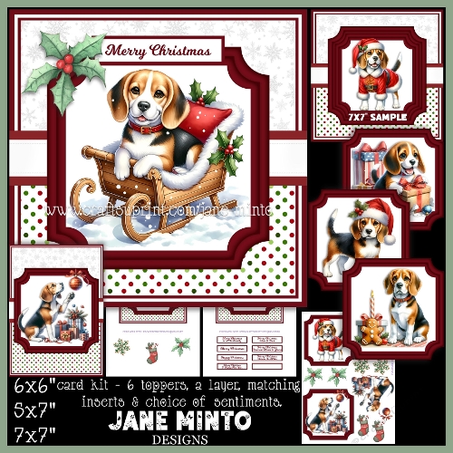7x7, 6x6, 5x7 CHRISTMAS BEAGLE