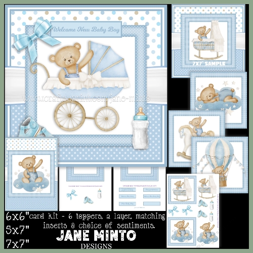 7x7 6x6 5x7 NEW BABY BOY TEDDY