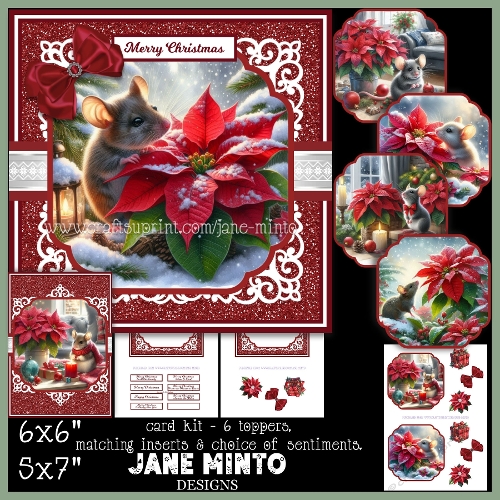 POINSETTIA MOUSE 6x6 5x7