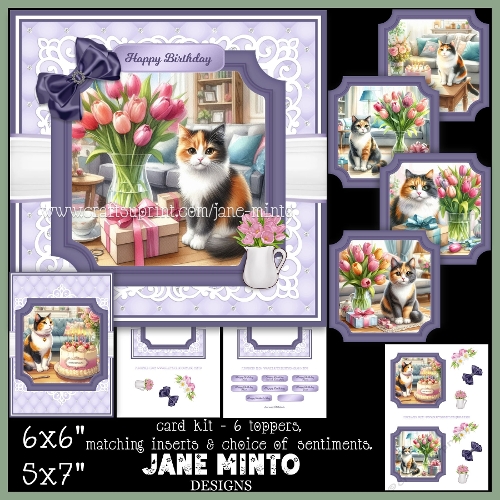 CALICO FLOWERS & CAKE 6x6 5x7
