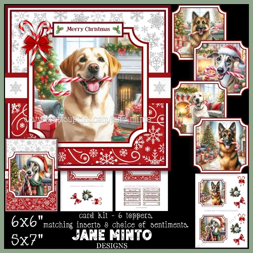 CANDY CANE DOGS 6x6 5x7