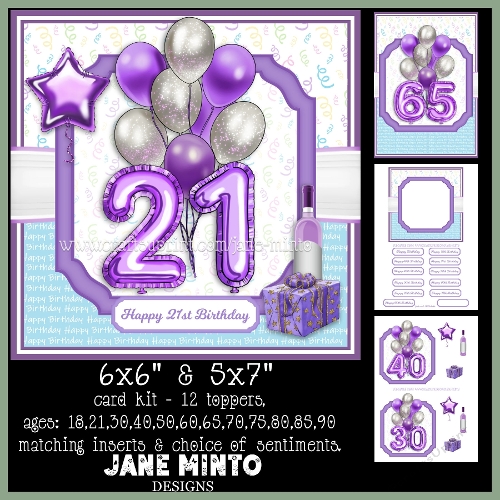 BIRTHDAY BALLOONS 12 toppers - no decoupage