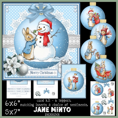 cup1399254_57683 - CHRISTMAS RABBIT BAUBLES 6x6 5x7