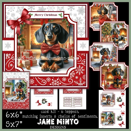 cup1399257_57683 - DASHING CHRISTMAS DACHSHUND 6x6 5x7