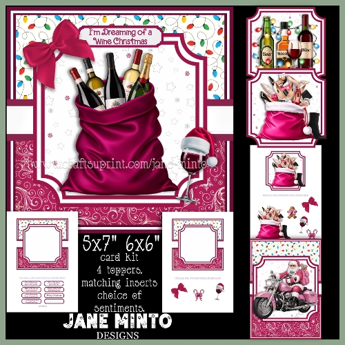 WINE, SHOES, PINK SANTA 6x6 5x7