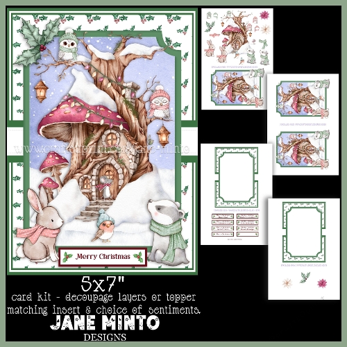 5X7 CHRISTMAS TREEHOUSE with decoupage